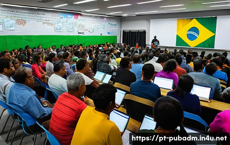 정책 결정의 과정과 절차 - A diverse group of Brazilian citizens, including men and women of various ages and ethnicities, gath...