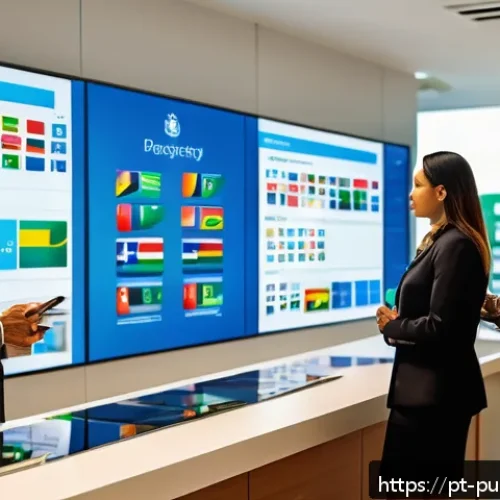 Home 26 공공부문 윤리적 딜레마 - A modern Brazilian government office scene showing diverse public servants in professional attire di...